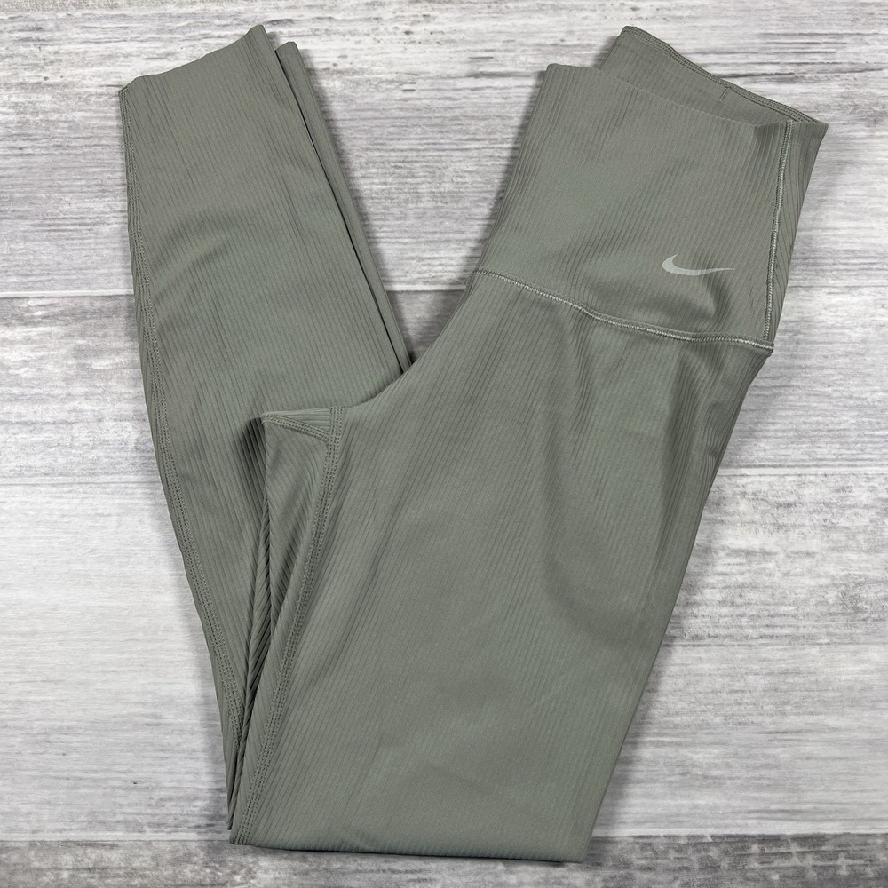 Nike Women's SMALL Zenvy Rib Gentle-Support High-Waisted 7/8 Leggings HF1443-320